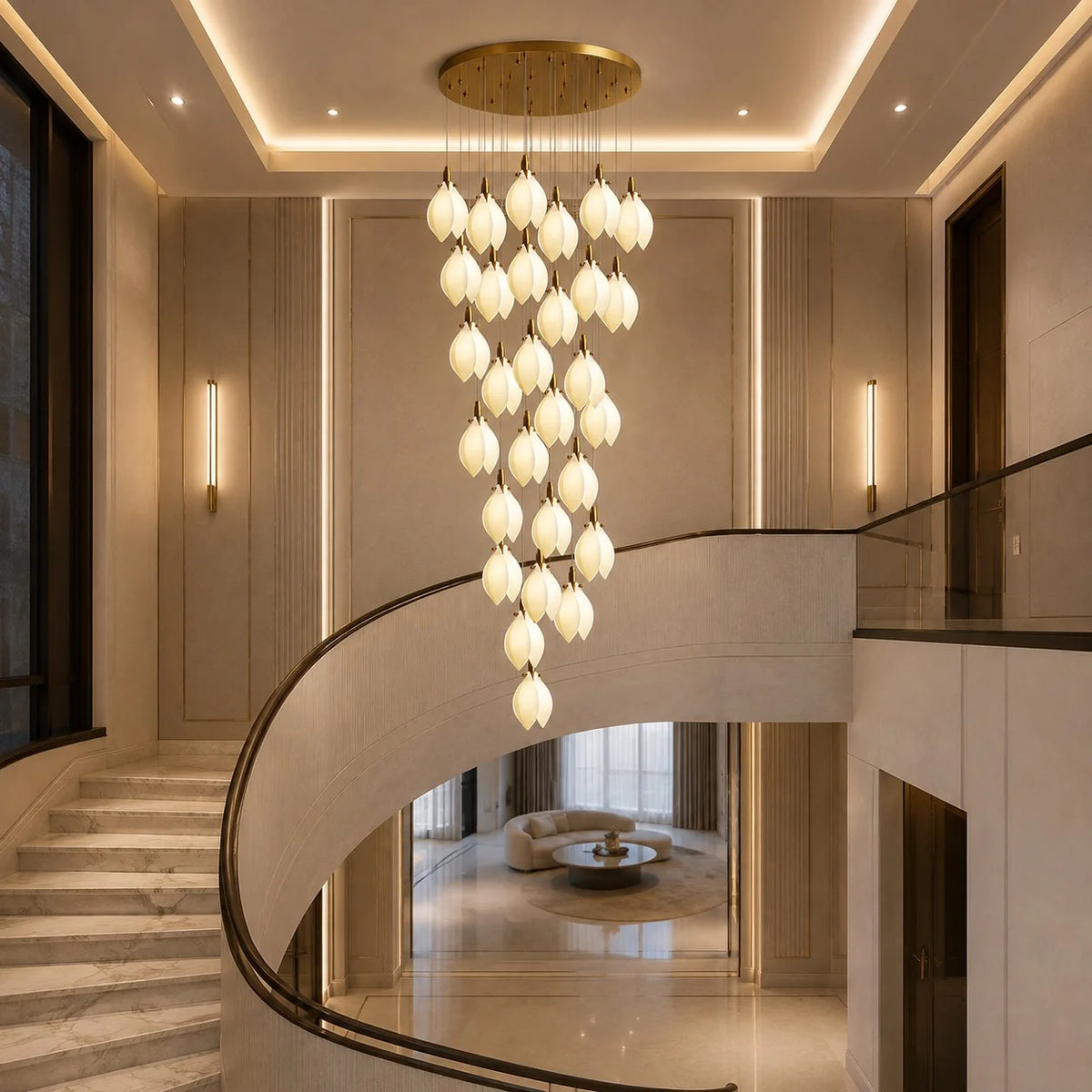 Chandelier Ceramic Petal Adjustable Height