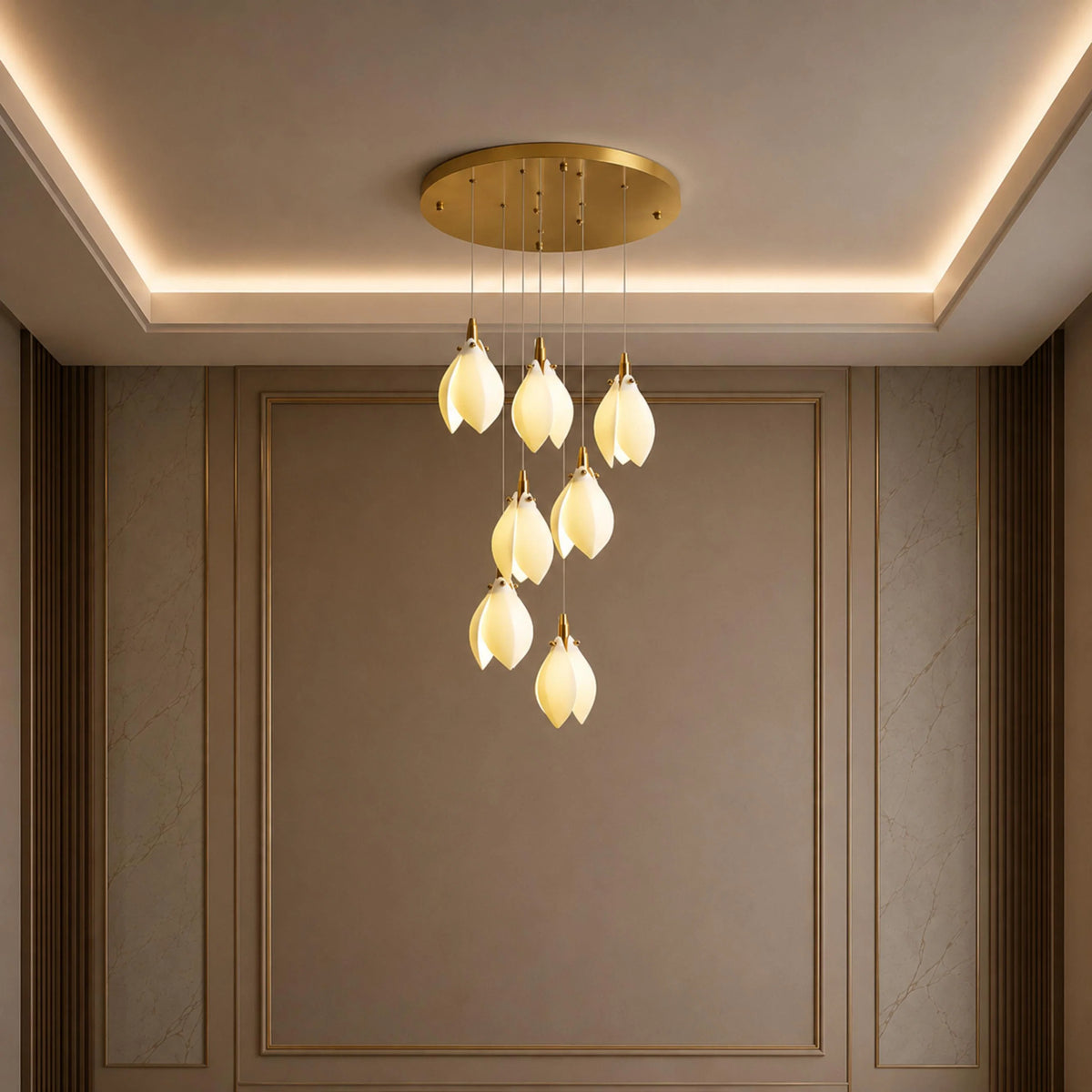 Chandelier Ceramic Petal Adjustable Height