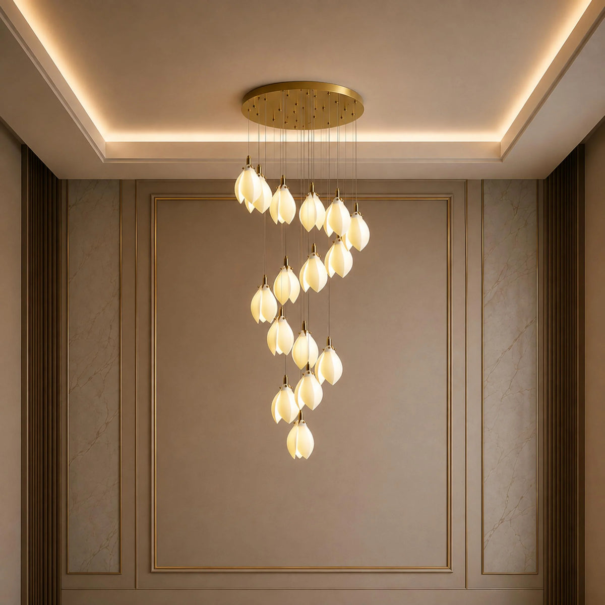 Chandelier Ceramic Petal Adjustable Height