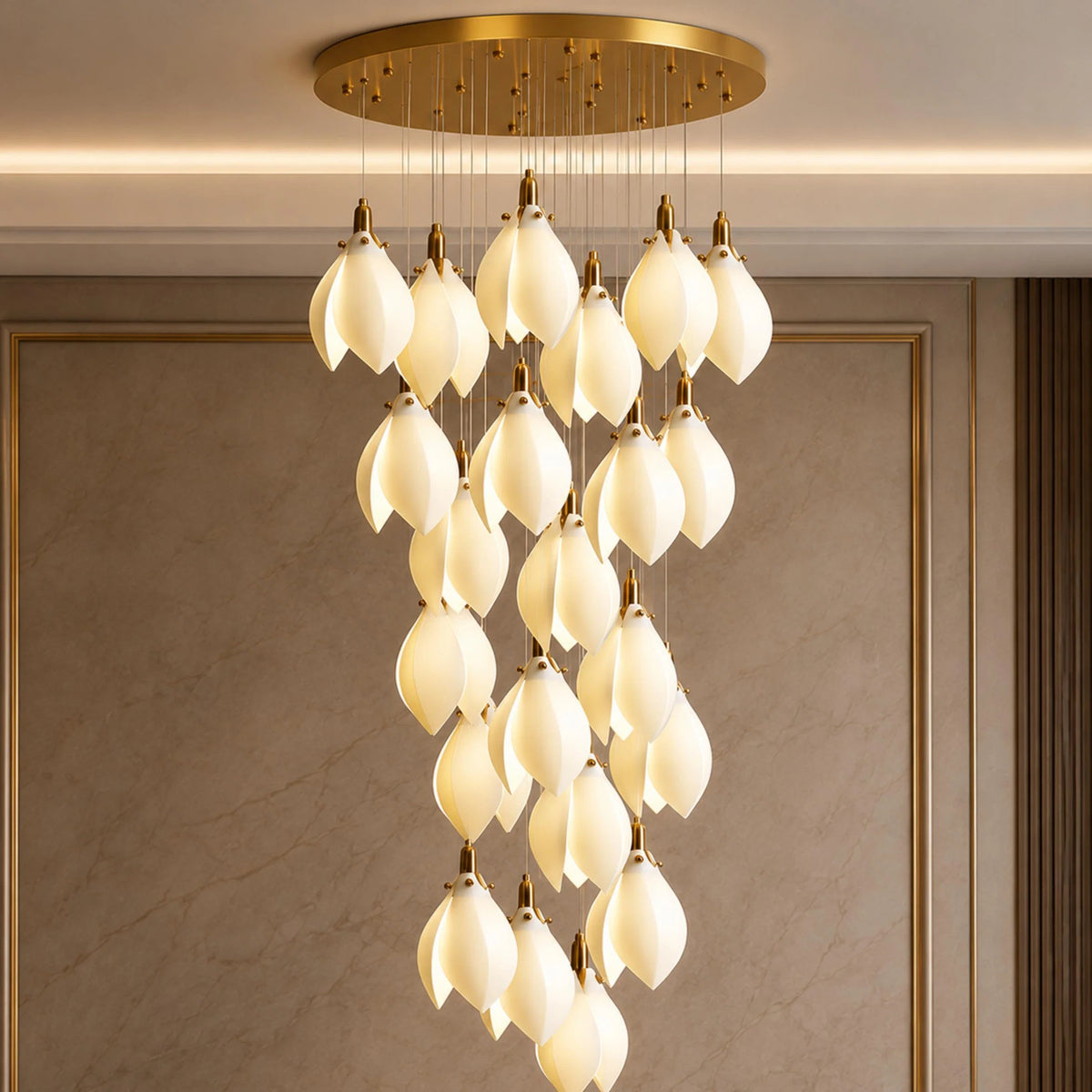 Chandelier Ceramic Petal Adjustable Height
