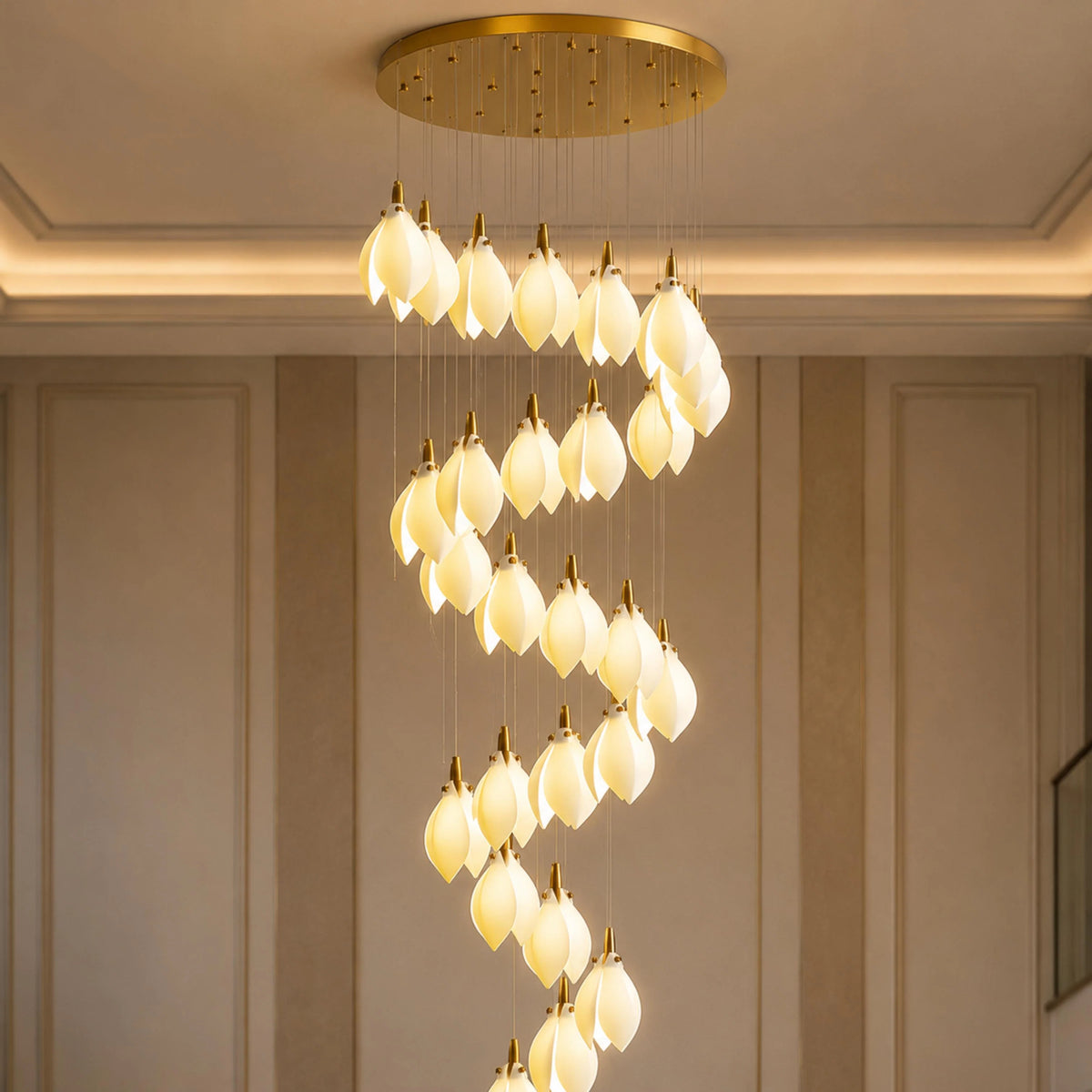 Chandelier Ceramic Petal Adjustable Height