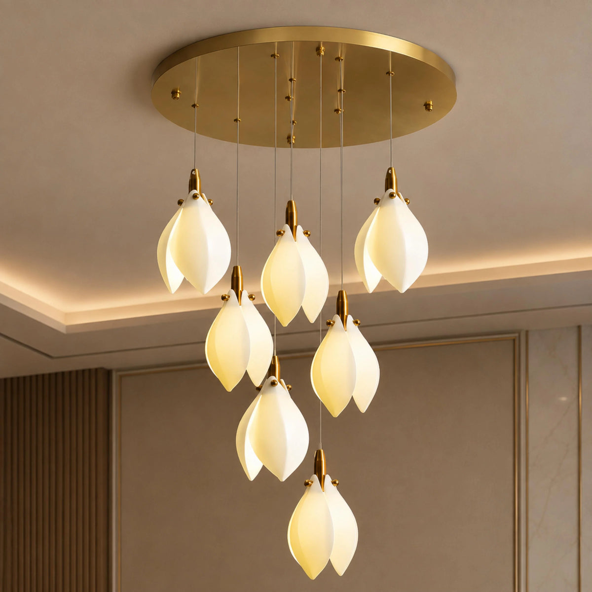 Chandelier Ceramic Petal Adjustable Height