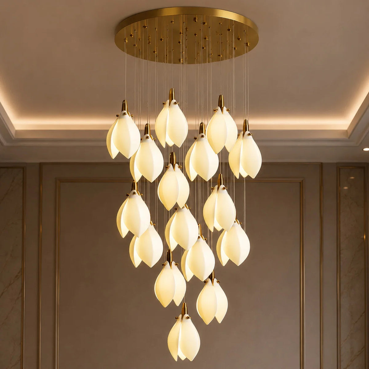 Chandelier Ceramic Petal Adjustable Height