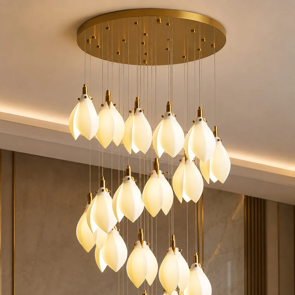 Chandelier Ceramic Petal Adjustable Height