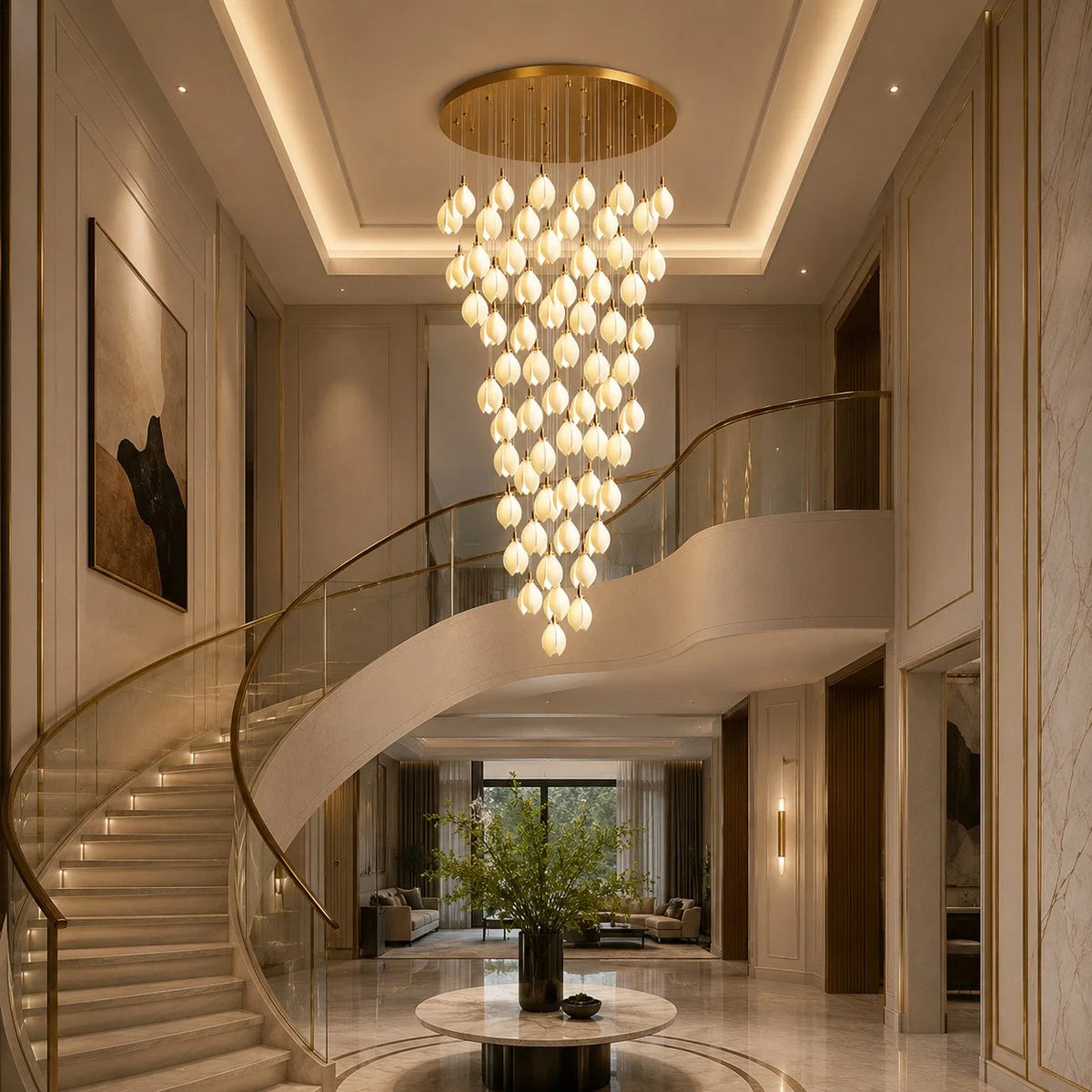 Chandelier Ceramic Petal Adjustable Height