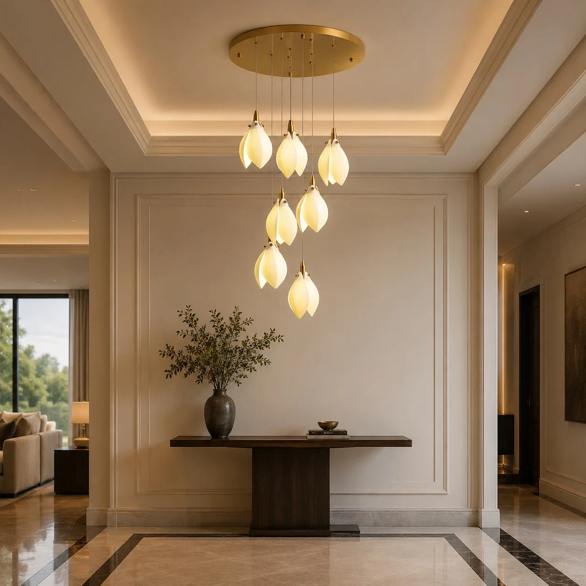 Chandelier Ceramic Petal Adjustable Height
