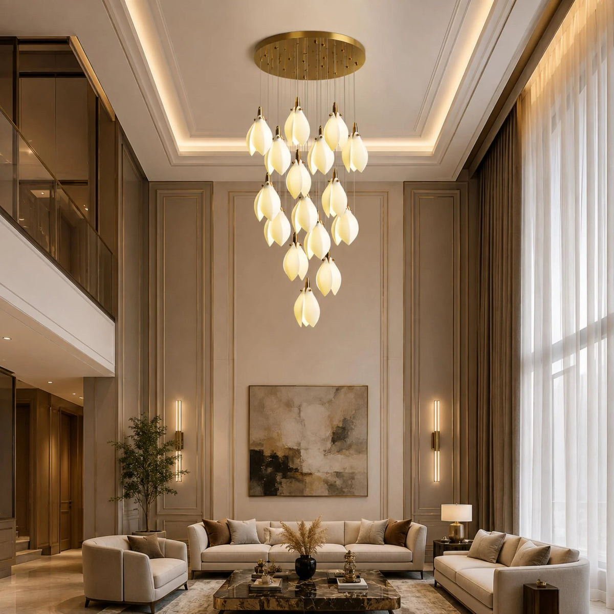 Chandelier Ceramic Petal Adjustable Height