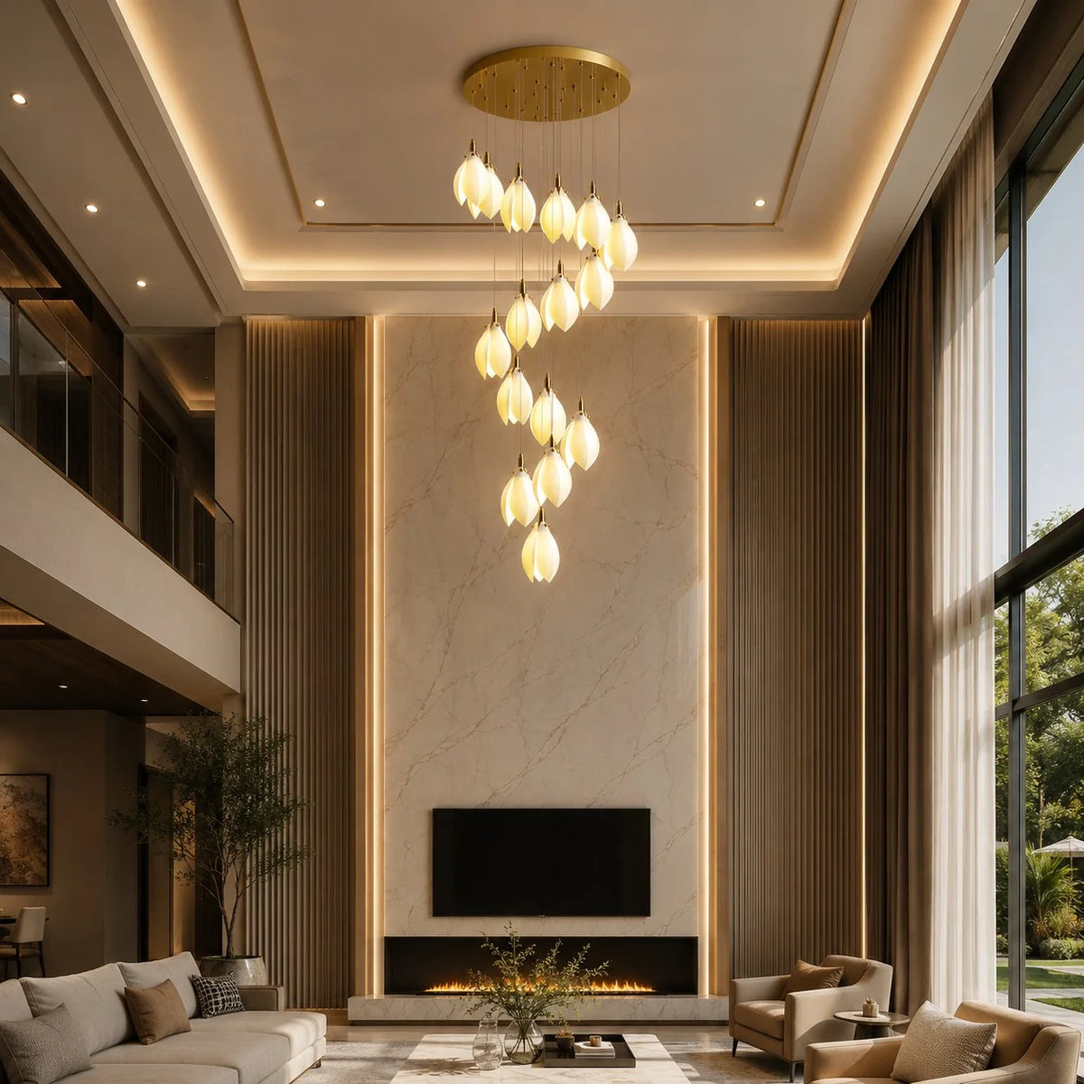 Chandelier Ceramic Petal Adjustable Height