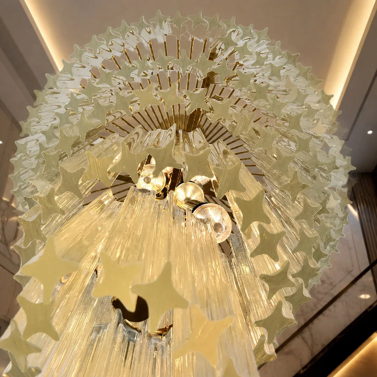 Chandelier Clear Glass Spiral Adjustable Height Dimmable