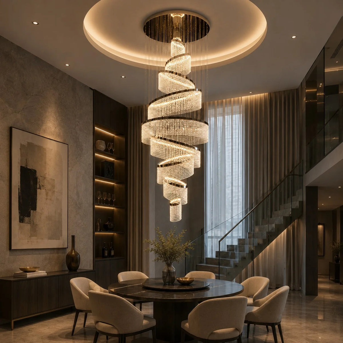 Chandelier Multi-Ring LED K9 Crystal