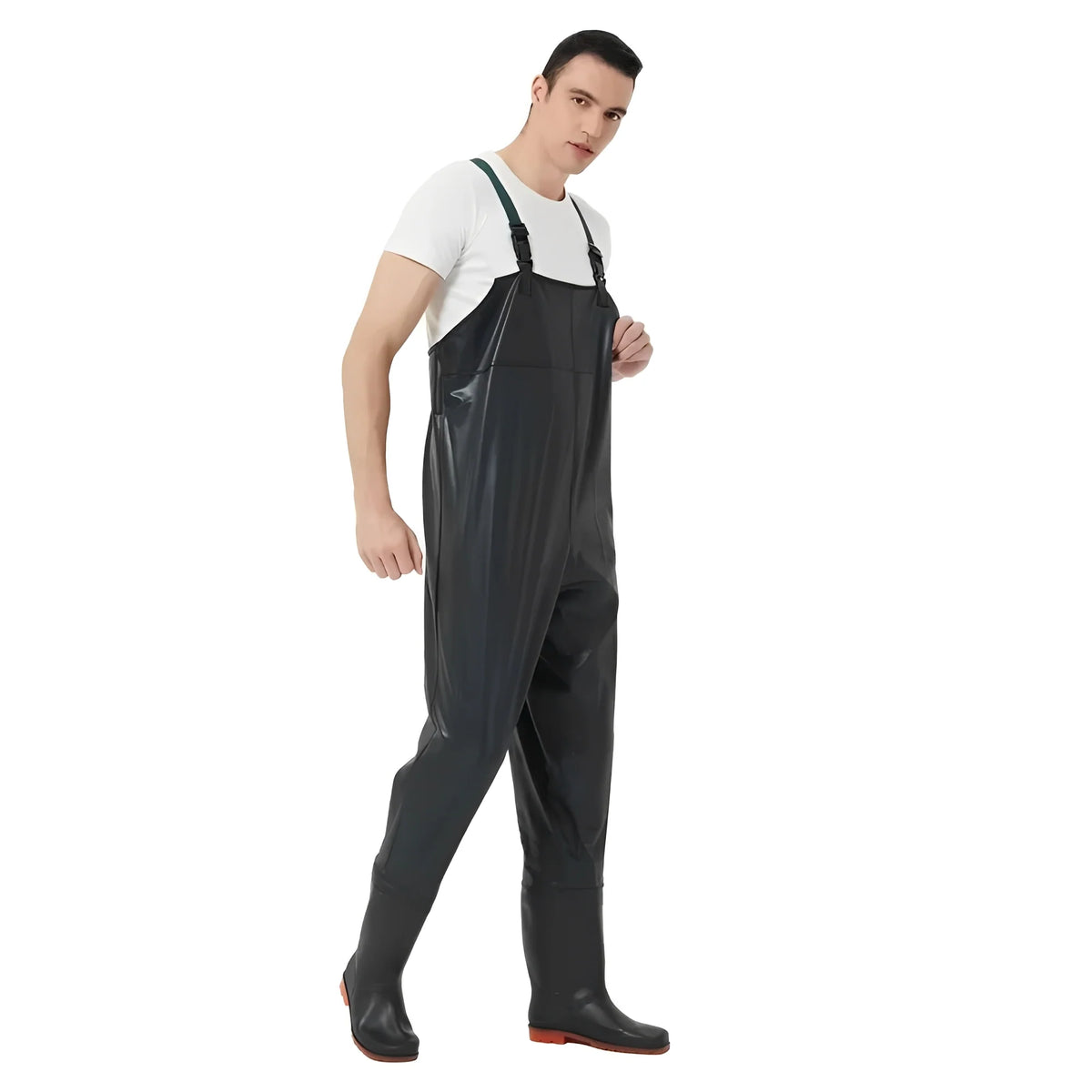 Chest Waders Water-Resistant PVC Sealed Seams Built-In Anti-Slip Boots