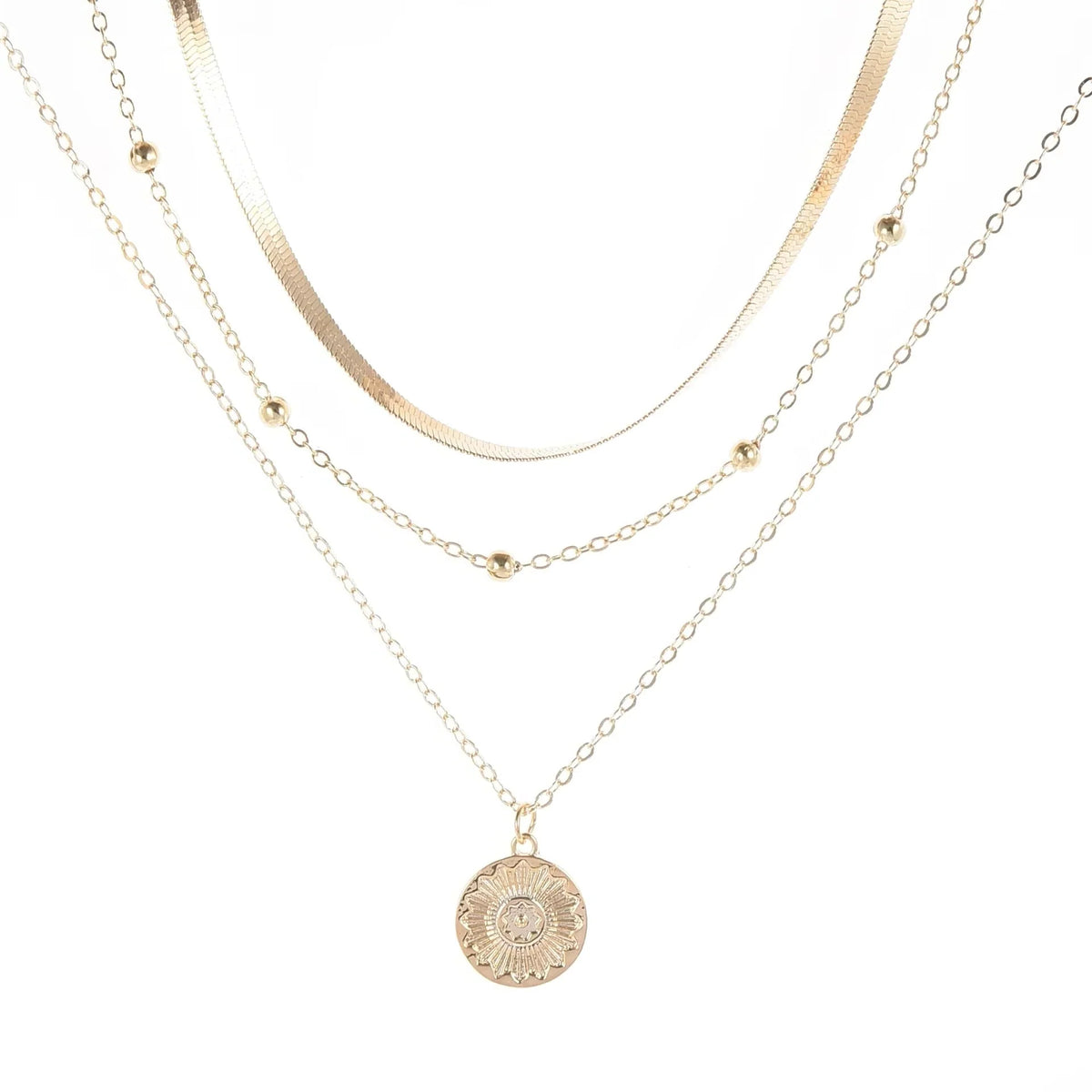 Choker Necklace Double Layer Heart Charm & Cuban Link Nickel-Free