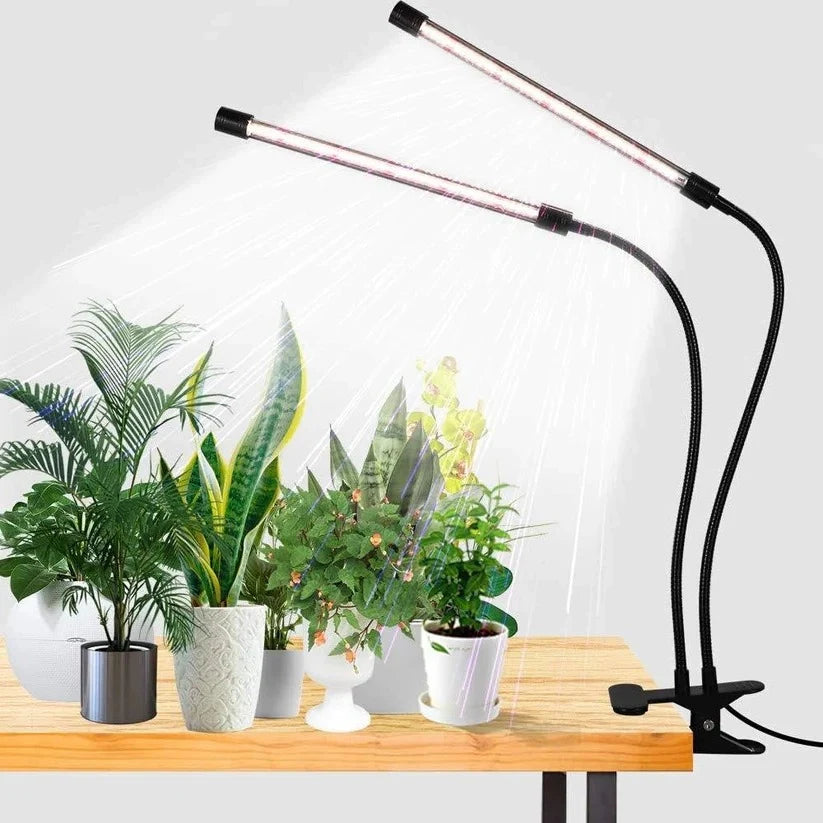 Clip-On Plant Grow Light Dual Gooseneck Timer & USB Power