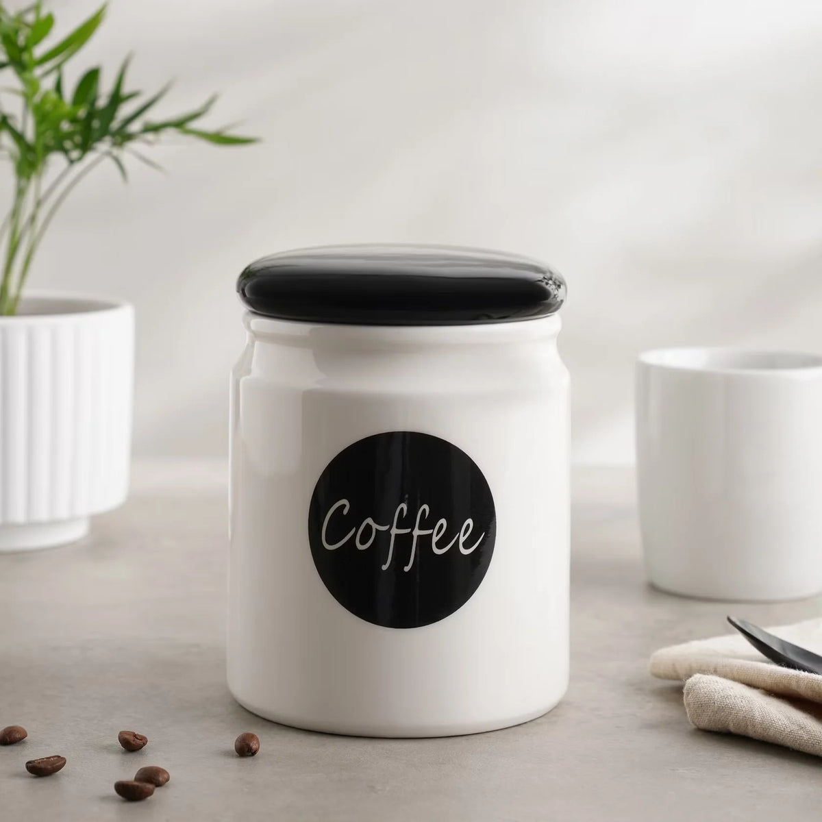 Coffee Canister Ceramic Printed 800ml Airtight Seal