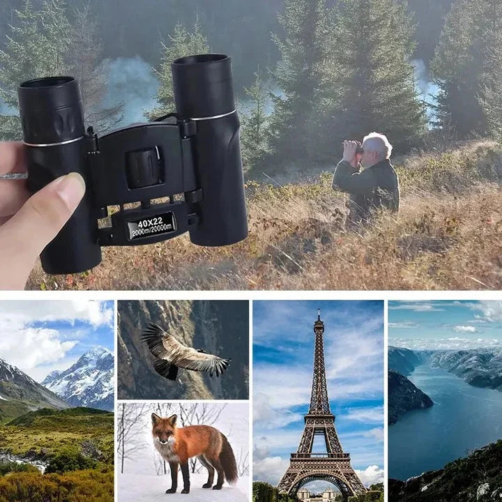 Compact Binoculars 40x Magnification Foldable Non-Slip Grip