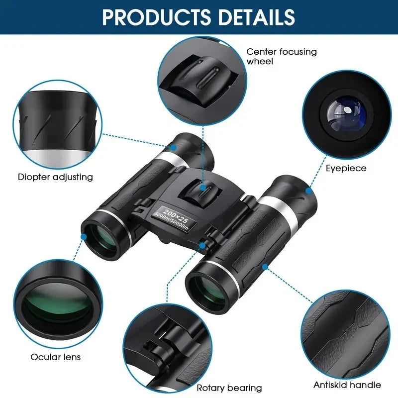 Compact Binoculars Foldable Waterproof FMC Coated Lenses
