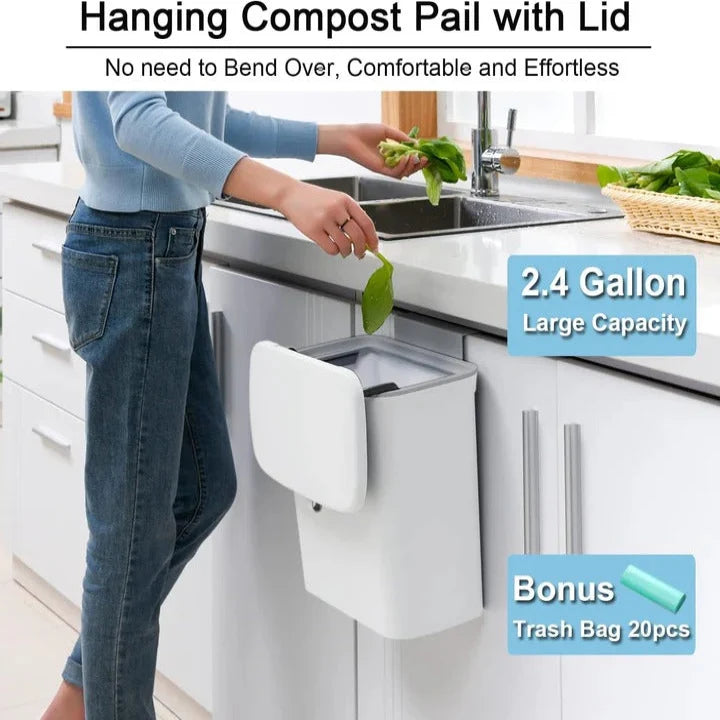 Compost Bin Over-Door & Adhesive Mount 2.4 Gallon