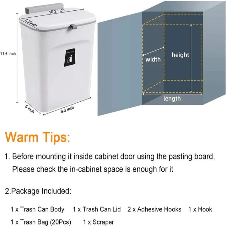 Compost Bin Over-Door & Adhesive Mount 2.4 Gallon