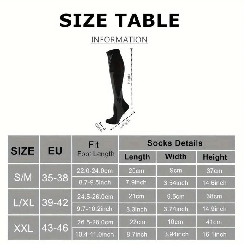 Compression Socks Breathable Moisture-Wicking Calf & Foot Support