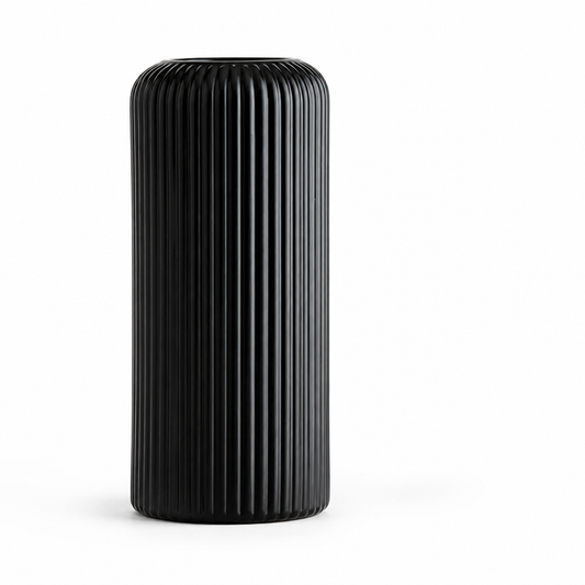 Contemporary Ribbed Ceramic Vase For Dried And Faux Flowers