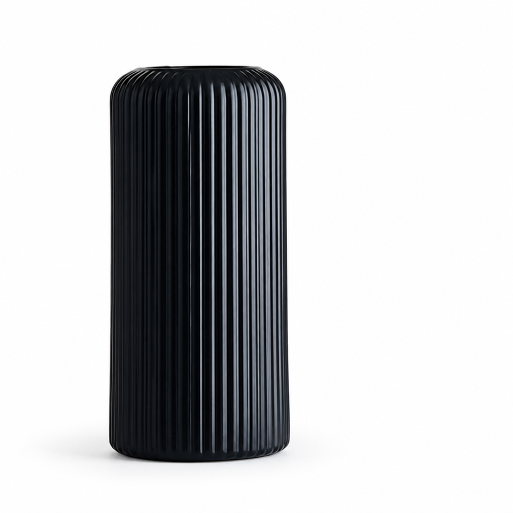 Contemporary Ribbed Ceramic Vase For Dried And Faux Flowers