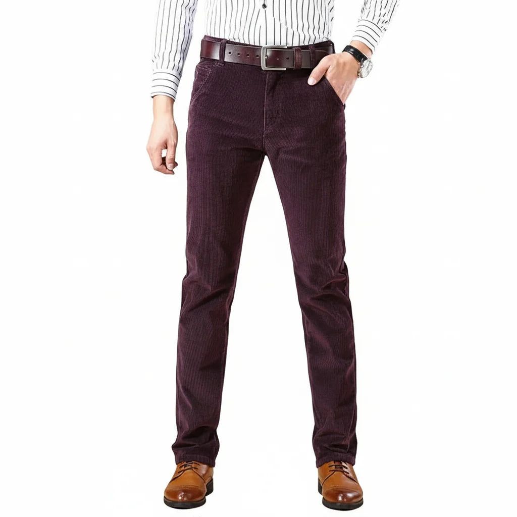 Corduroy Pants Stretch Cotton Elastane Straight Leg