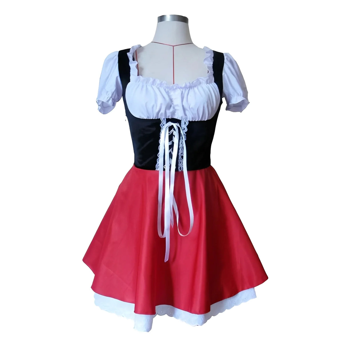 Costume Dress Velvet Lace-Up Bodice Built-In Petticoat