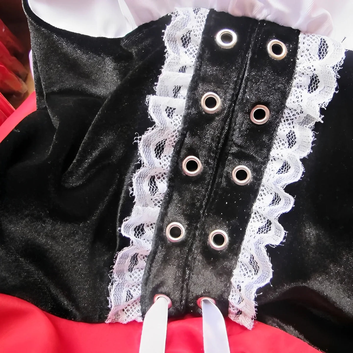 Costume Dress Velvet Lace-Up Bodice Built-In Petticoat