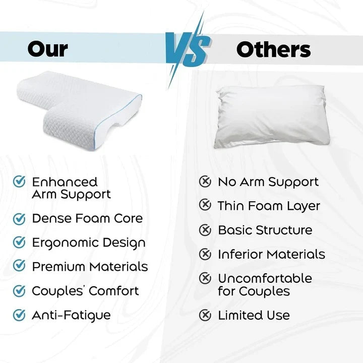 Couples Pillow L-Shaped Arm Tunnel Memory Foam & Washable Cover