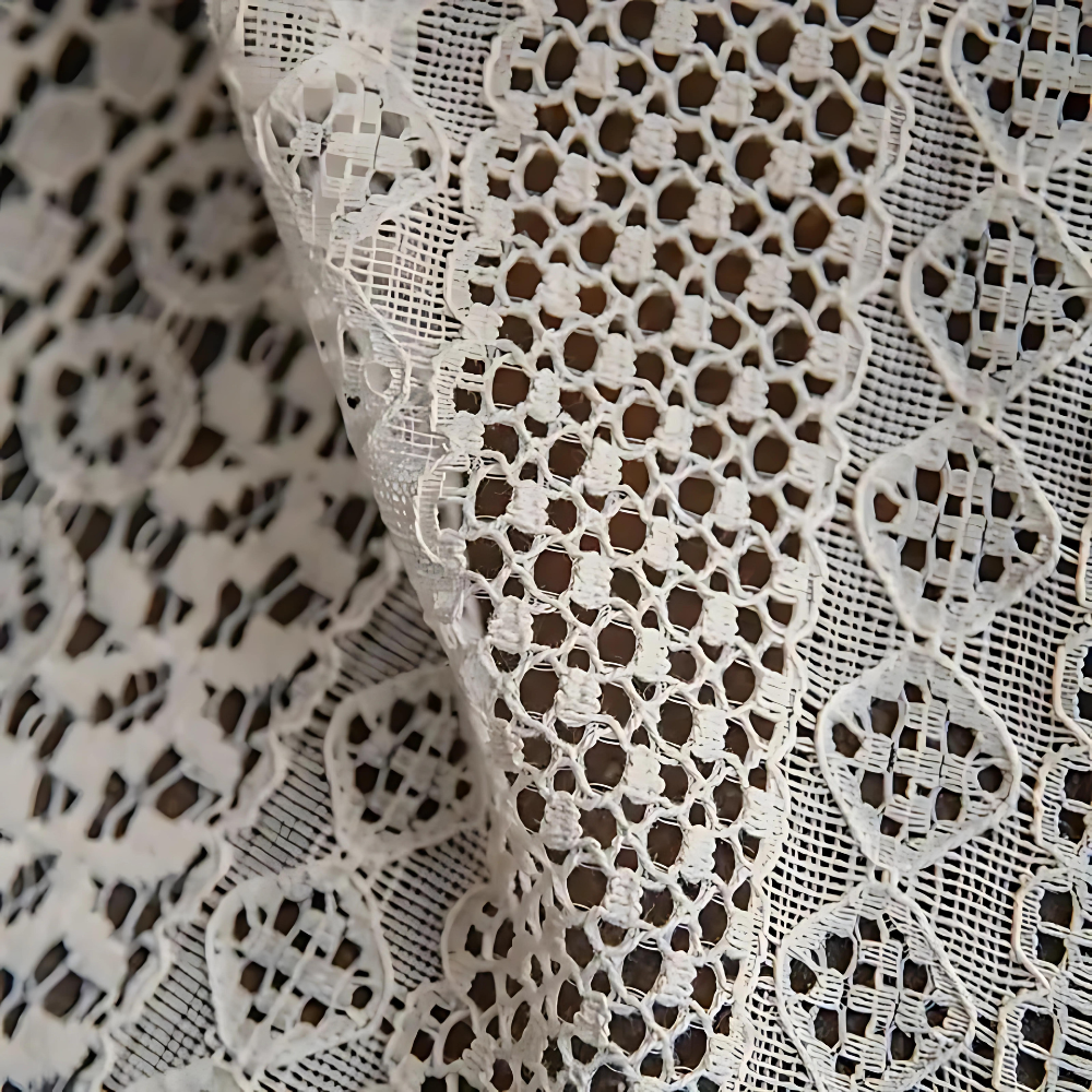 Crochet Curtain Tassel Trim Semi-Sheer Rod Pocket