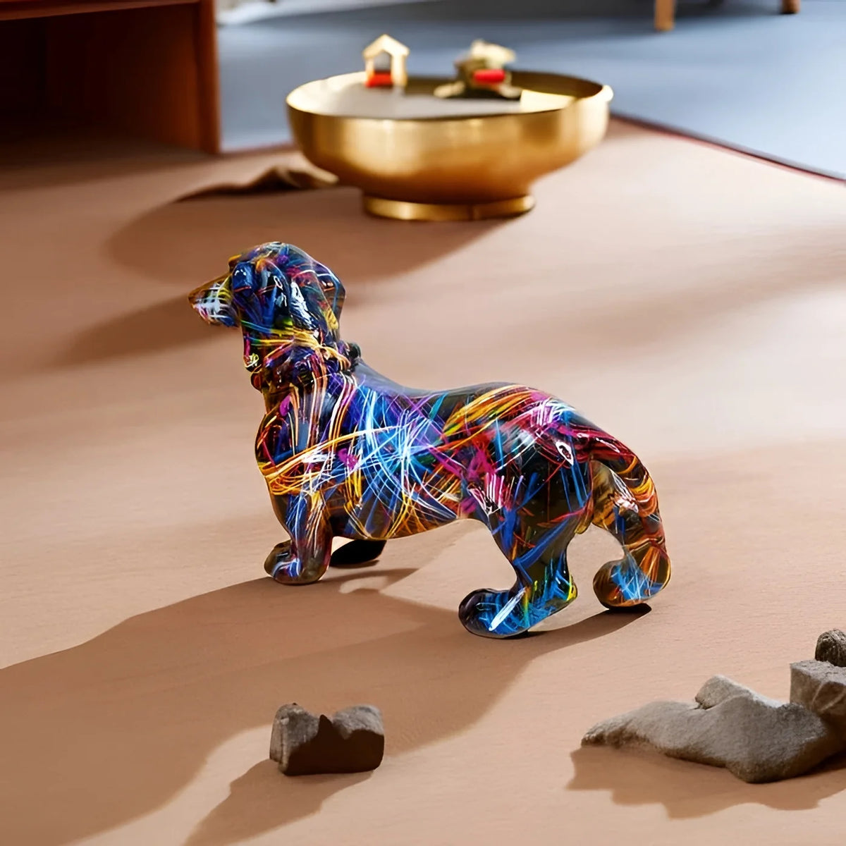 Dachshund Figurine Multicolor Painted Durable Finish