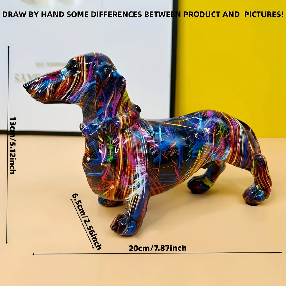 Dachshund Figurine Multicolor Painted Durable Finish