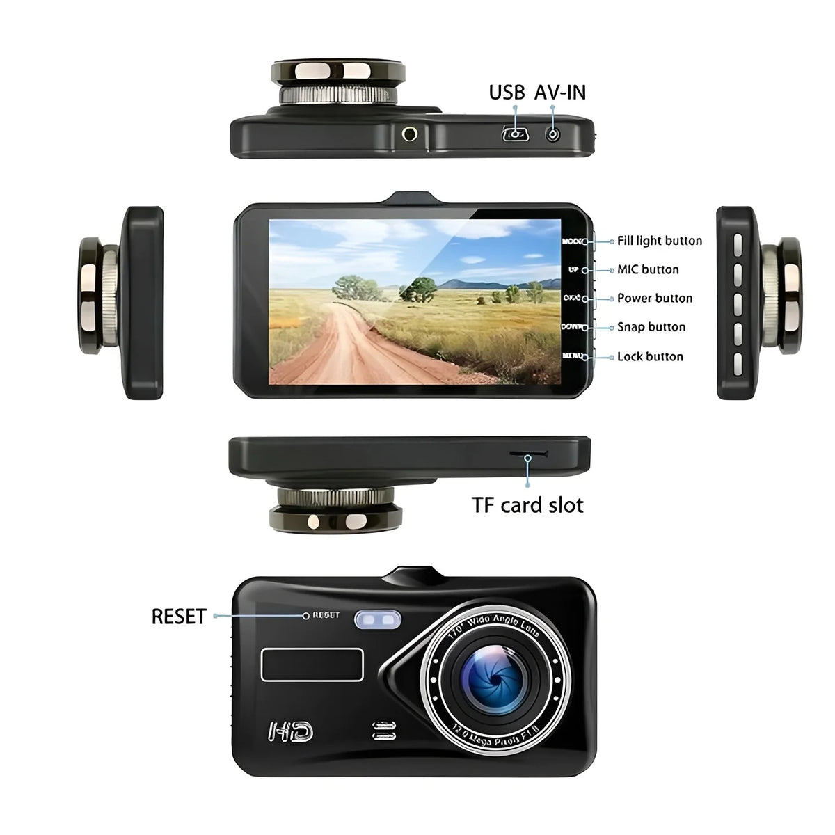 Dash Camera Dual-Lens Front & Rear 1080P G-Sensor