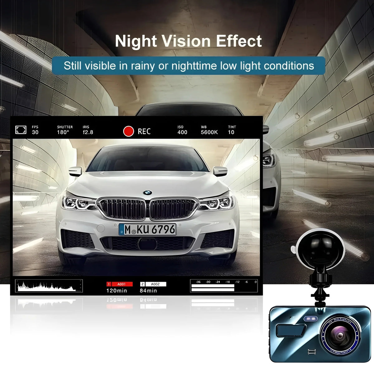 Dash Camera Front & Rear Full HD Loop Recording