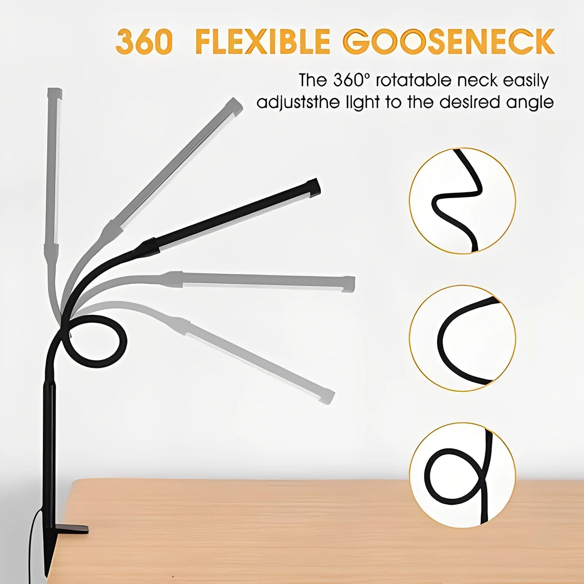 Desk Lamp Flexible Gooseneck Adjustable Color & Brightness