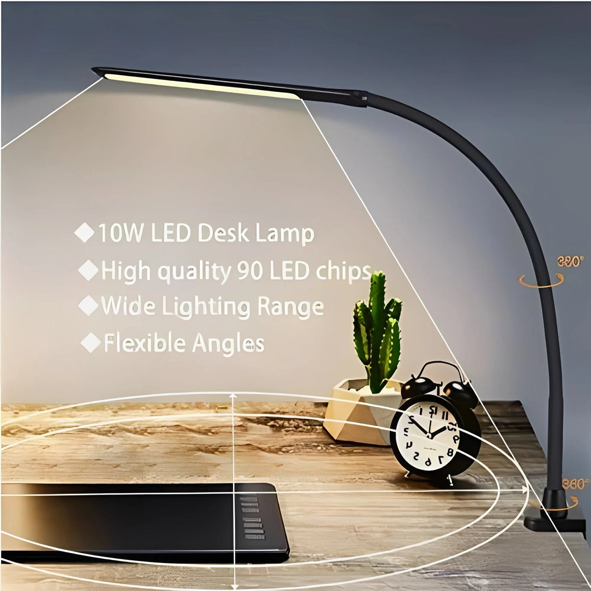 Desk Lamp Flexible Gooseneck Adjustable Color & Brightness