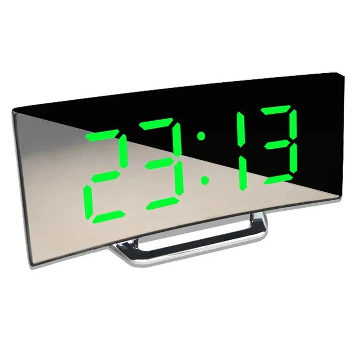 Digital Alarm Clock Curved LED Mirror & USB Charging
