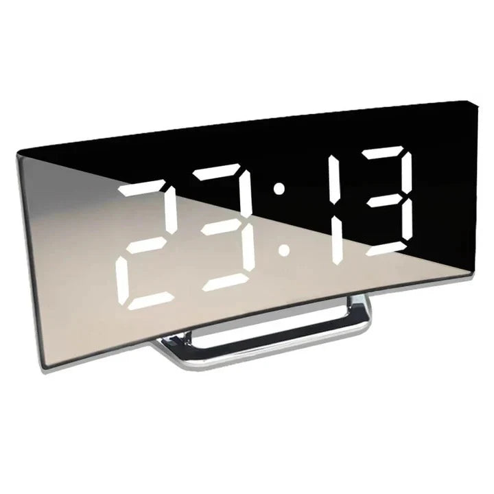 Digital Alarm Clock Curved LED Mirror & USB Charging