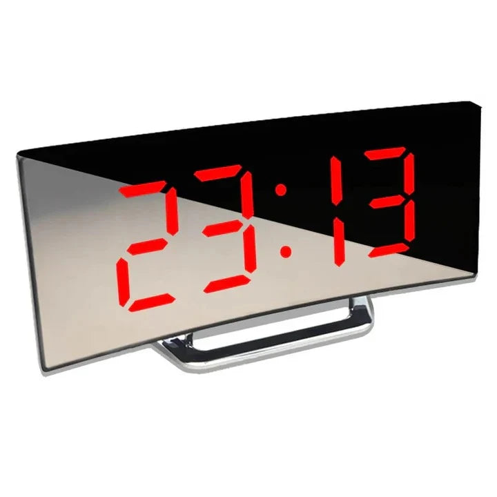 Digital Alarm Clock Curved LED Mirror & USB Charging