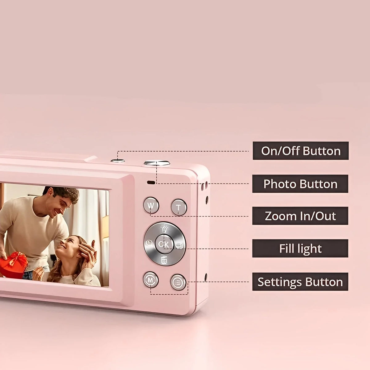 Digital Camera Retro-Inspired Photo & Video Built-In Screen