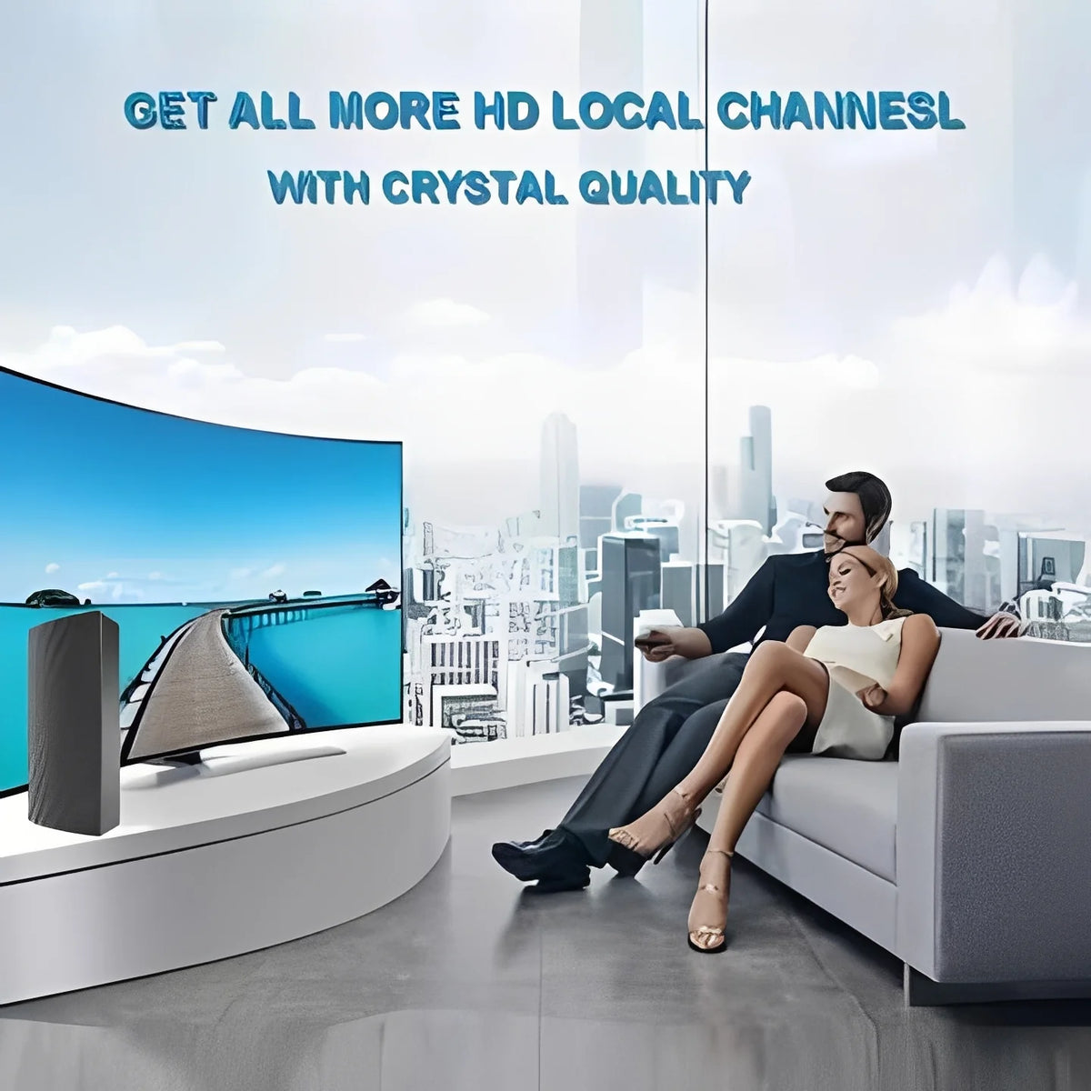 Digital TV Antenna Amplified VHF UHF 16.5 Foot Cable