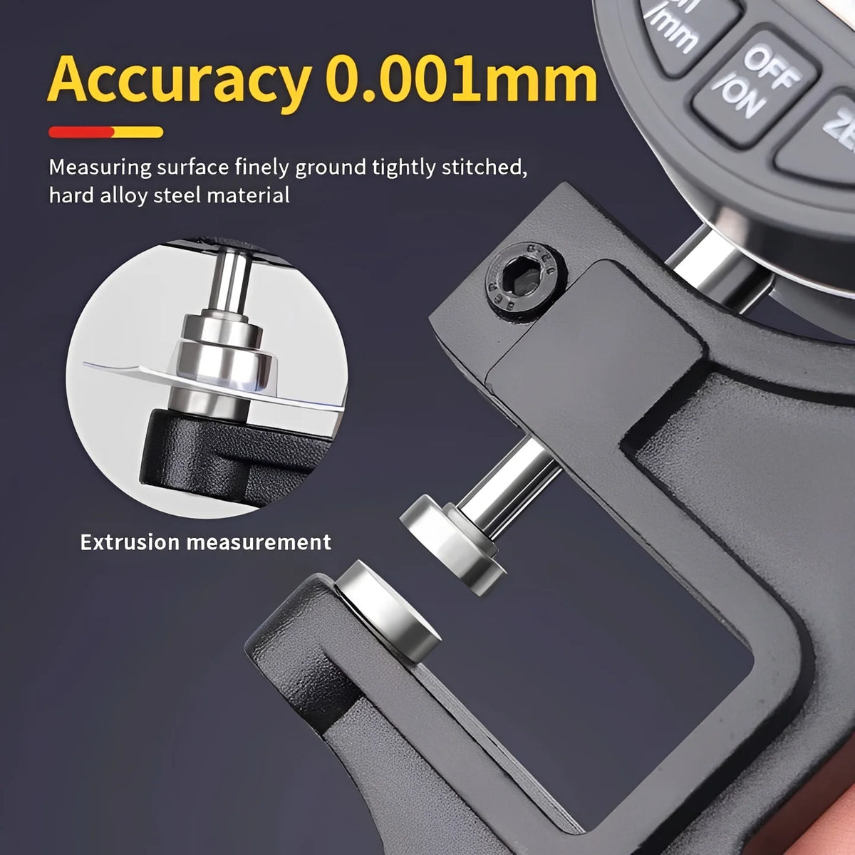 Digital Thickness Gauge 0.001 mm Resolution LCD