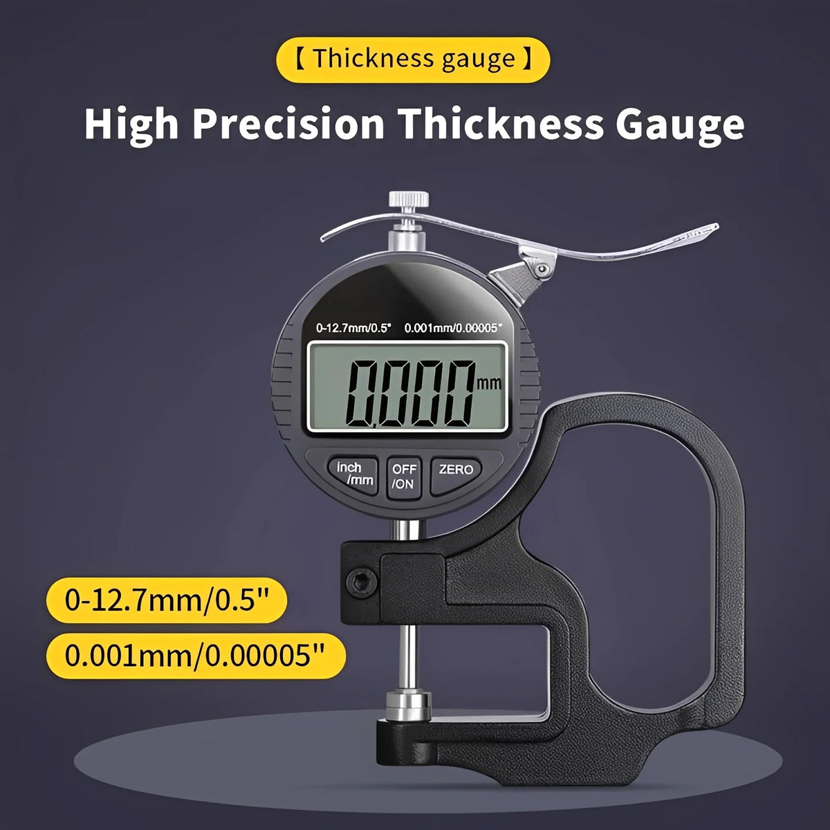 Digital Thickness Gauge 0.001 mm Resolution LCD