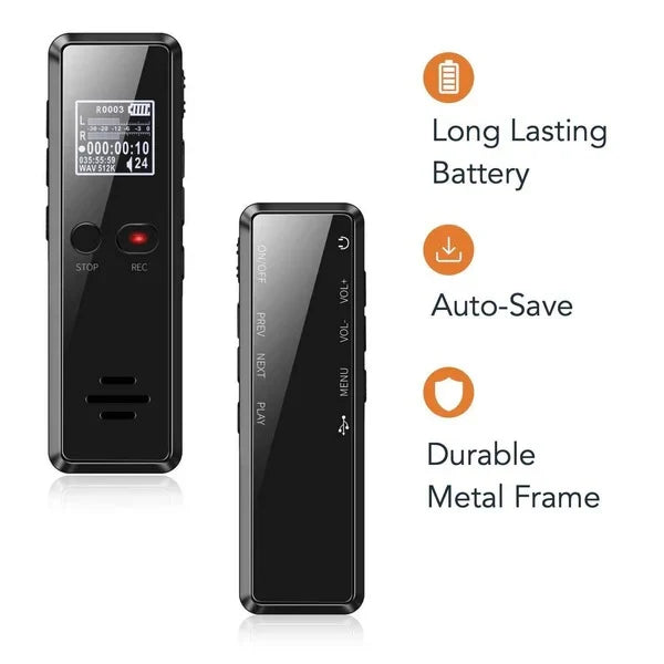 Digital Voice Recorder Voice-Activated Noise Reduction 35-Hour Battery