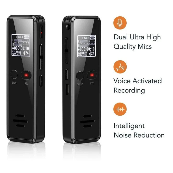Digital Voice Recorder Voice-Activated Noise Reduction 35-Hour Battery