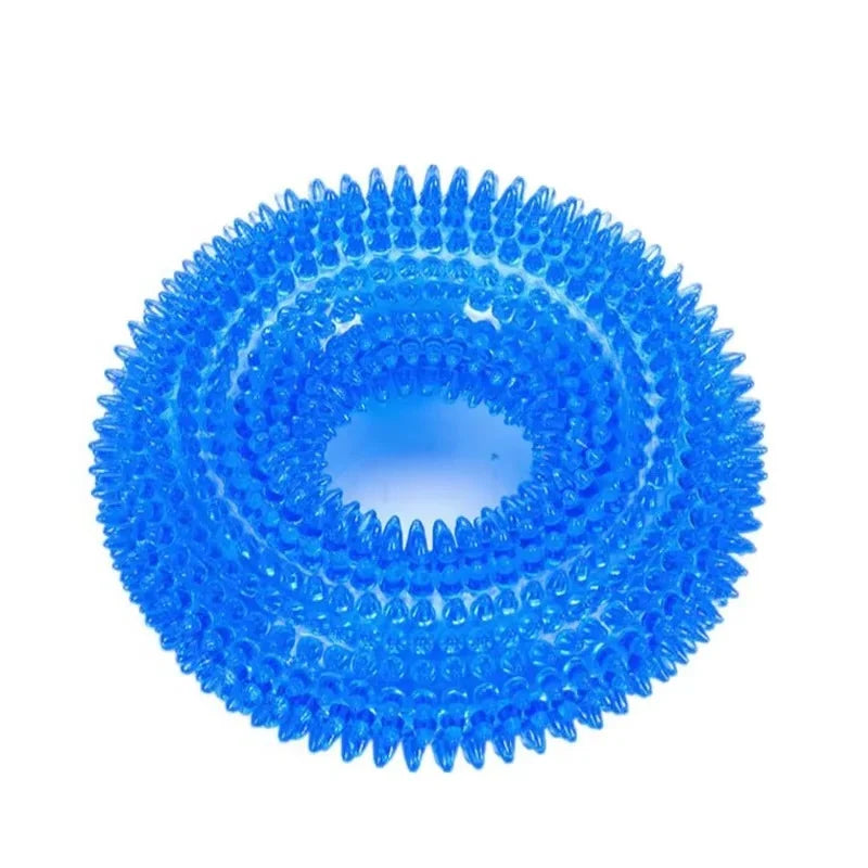 Dog Chew Ring Toy TPR Rubber Built-In Squeaker