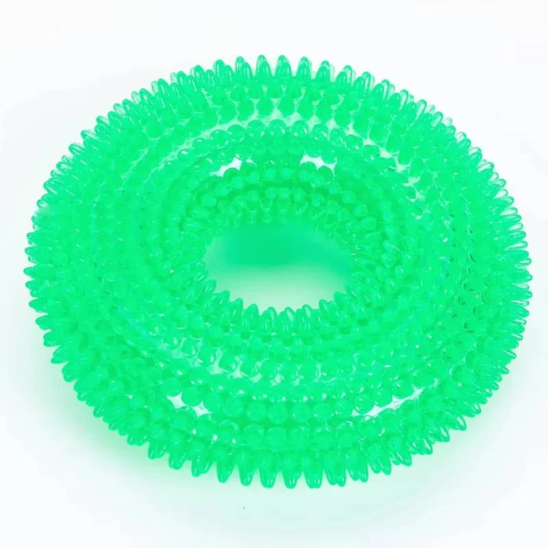 Dog Chew Ring Toy TPR Rubber Built-In Squeaker