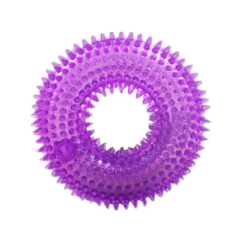 Dog Chew Ring Toy TPR Rubber Built-In Squeaker