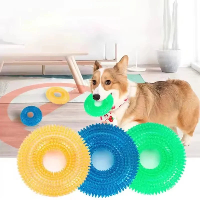 Dog Chew Ring Toy TPR Rubber Built-In Squeaker