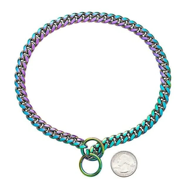 Dog Collar 316L Stainless Steel Cuban Chain Locking Clasp